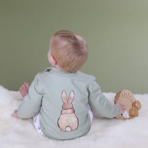 Dimples Fleece Jumper - Sage Green sweatshirt with a rabbit design