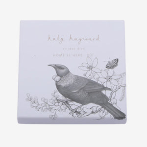 KATY HAYWARD Trinket Dish - Home Is Here - Tui Round ceramic plate with a bird and floral design