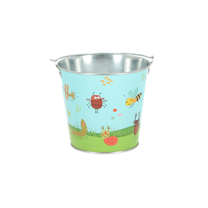 Kids Insect Print Metal Bucket Metal bucket with a colorful garden design