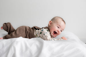 Burrow & Be Knit Overalls - Umber Brown knitted baby overalls
