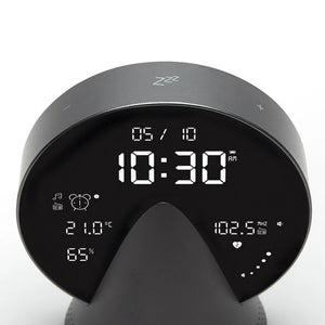 LEXON Conic Radio-Alarm-Bluetooth Speaker - Platinum Grey Black digital clock