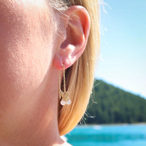 Little Taonga Huia Feather Thread Earrings Gold