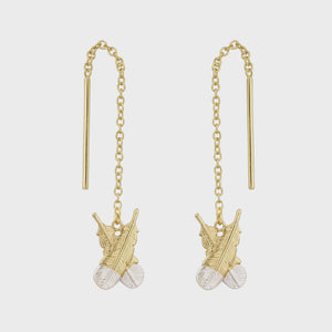 Little Taonga Huia Feather Thread Earrings Gold