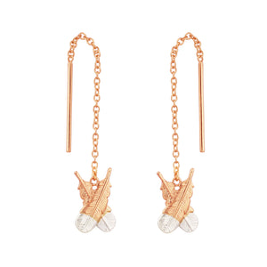 Little Taonga Huia Feather Thread Earrings Rose Gold