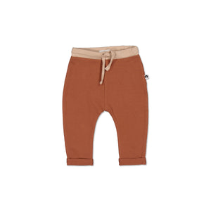 Burrow & Be Marley Pants - Chestnut Brown baby pants with beige drawstring