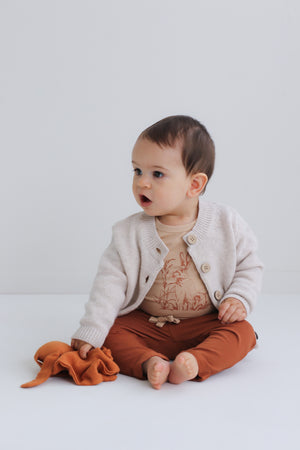 Burrow & Be Marley Pants - Chestnut Brown baby pants with beige drawstring