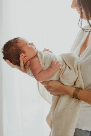 Over the Dandelions Merino Baby Knit Blanket - Ivory