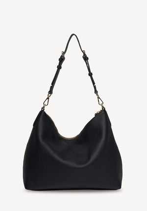 SABEN SS26 Miki Shoulder Bag - Black Luxe pebbled leather hobo shoulder bag