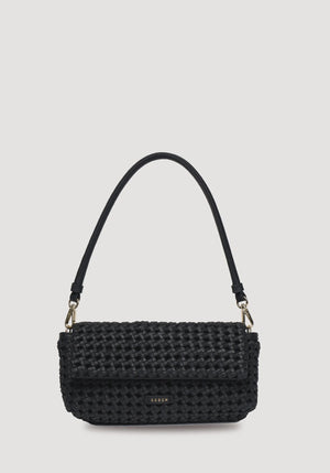 SABEN SS26 Milla Shoulder Bag - Black Fine Braid woven leather