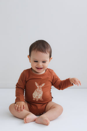 Mr Hopkins Long Sleeve Bodysuit - Chestnut Burrow & Be