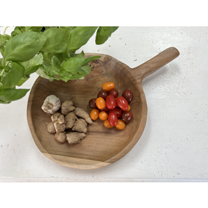 Organic Teak Round Platter w/ Handle 40cm Natural - UW220013 Bear&Fox