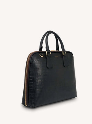 SABEN Parker Briefcase - Black Croc Bag