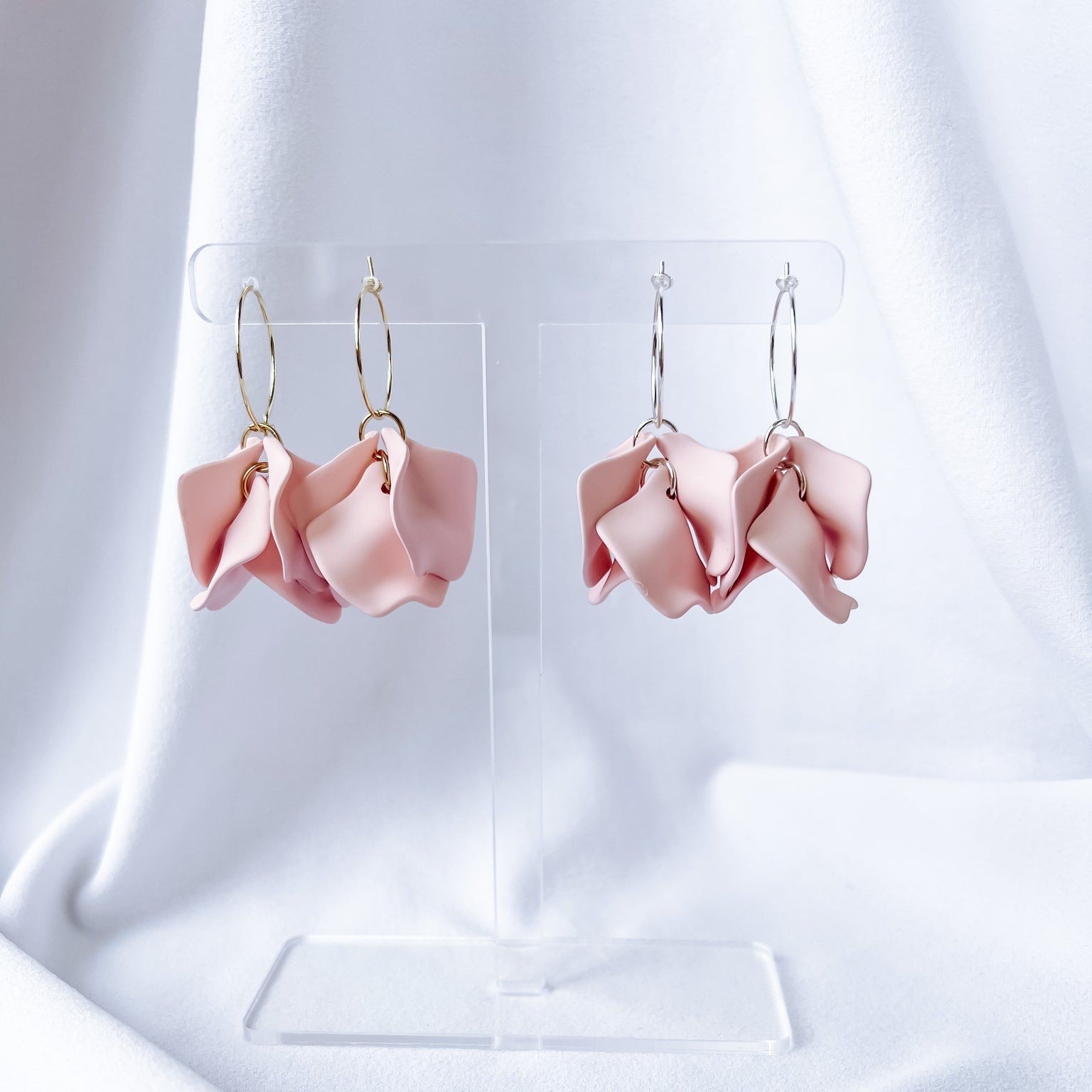 Willow Collective Peony Hoop Earrings - Pink