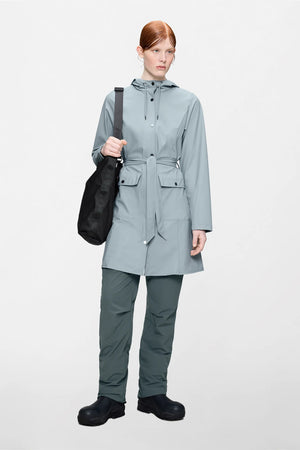 RAINS Curve Long Jacket W3 - Pool Light blue raincoat
