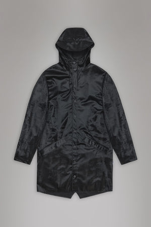Black hooded raincoat Rains Long Jacket - Coal
