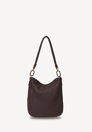 SABEN SS26 Rosie Shoulder Bag - Cacao Luxe dark brown leather shoulder bag