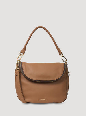 SABEN Frankie Shoulder Bag - Toffee Brown handbag with gold accents
