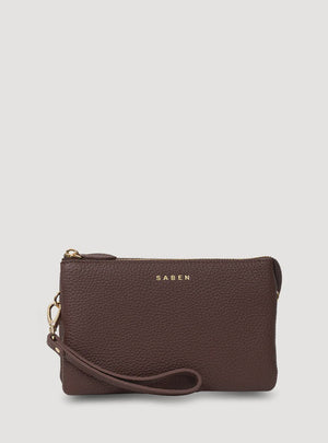 SABEN Tilly Crossbody - Espresso Brown leather clutch Bag