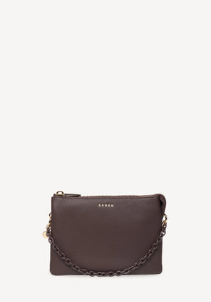 SABEN SS26 Tilly's Big Sis Crossbody - Cacao dark Brown leather clutch bag
