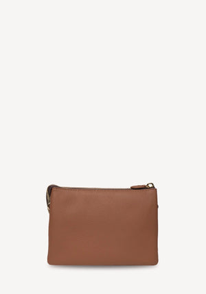 SABEN Tilly's Big Sis Crossbody - Tan small brown pebbled leather crossbody pouch