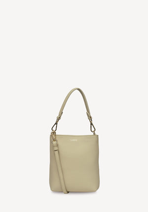 SABEN Coco Mini Bag - Oyster light beige leather handbag with a gold chain handle