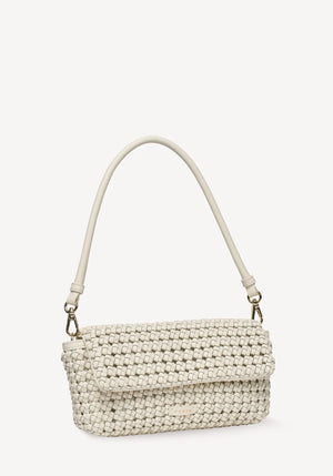 Saben SS26 Milla Shoulder Bag - Quartz Fine Braid leather