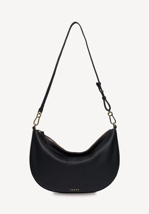 SABEN SS26 Noa Shoulder Bag - Black Luxe crescent-shaped shoulder bag