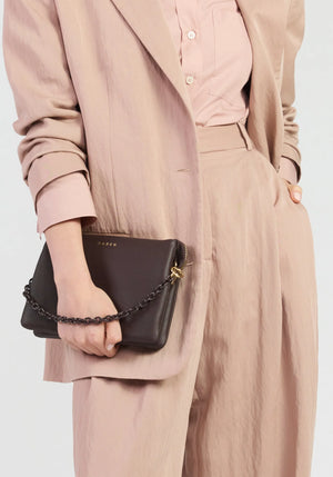 SABEN SS26 Tilly's Big Sis Crossbody - Cacao dark Brown leather clutch bag
