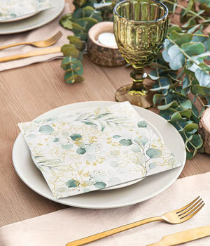 Paper Napkins Lunch - Golden Eucalyptus