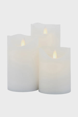 SIRIUS Sara Candle S/3 D75 White RECHARGEABLE