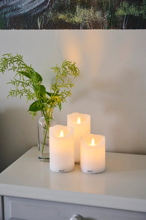 SIRIUS Sara Candle S/3 D75 White RECHARGEABLE