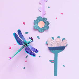 STUDIO ROOF Wall Art Butterflies (B7) Sapphire Dragonfly