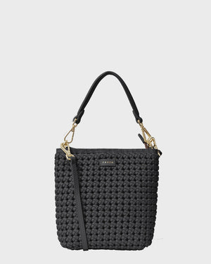Saben Coco Mini Bag - Black Fine Braid woven handbag