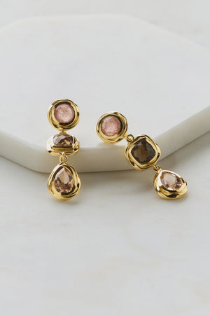 ZAFINO 6797 Scarlett Earring - Strawberry Quartz Smokey Morganite - Artisan