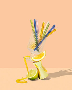 Sucker Reusable Glass Cocktail Straws - Multi