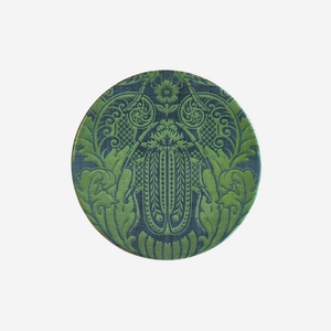 TANYA WOLFKAMP Coaster - Damask - Huhu Green Decorative intricate green and blue beetle design