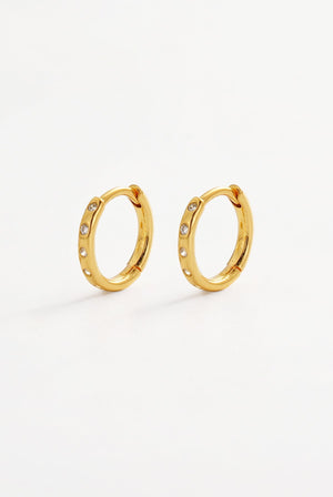 ZAFINO Talia Huggie - Gold hoop earrings with embedded stones