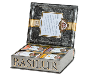 Basilur Tea Earl Grey Assorted tea box Large Tea Book - Earl Grey Collection - 32 Enveloped Tea Bags - 4 Flavours