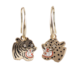 Yellow Owl Workshop Tiger & Cheetah Drop Earrings by Kristina Micotti