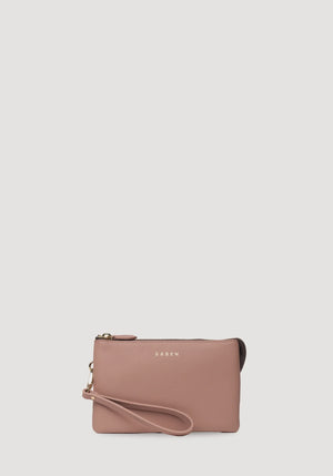 SABEN SS26 Tilly Crossbody - Rosewater dusty pink leather wristlet clutch Bag