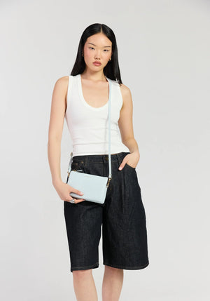 SABEN Tilly Crossbody - Elderberry light blue leather wristlet pouch Bag