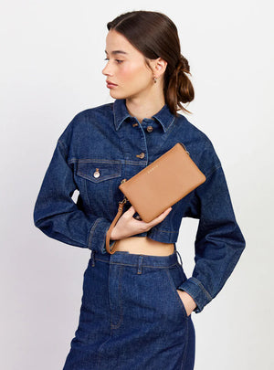 SABEN Tilly Crossbody - Toffee Brown leather clutch bag