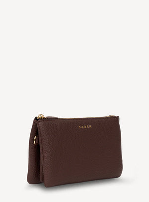 SABEN Tilly Crossbody - Espresso Brown leather clutch Bag