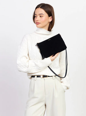 SABEN Tilly's Big Sis Crossbody - Black Suede Black clutch bag