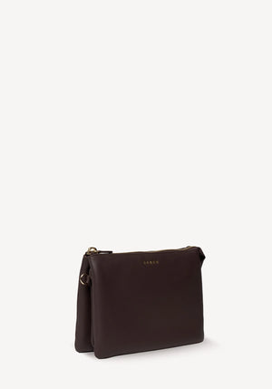 SABEN SS26 Tilly's Big Sis Crossbody - Cacao dark Brown leather clutch bag