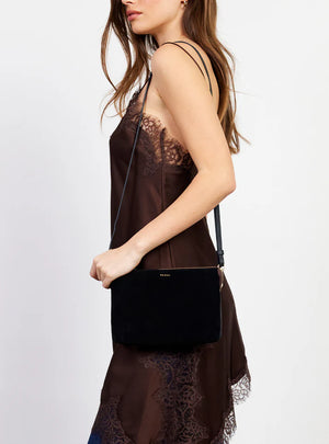 SABEN Tilly's Big Sis Crossbody - Black Suede Black clutch bag