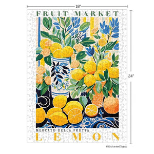 WerkShoppe - Fruit Market Lemons 500 Pce - Puzzle Jigsaw puzzle packaging with lemon design and 'Fruit Market'