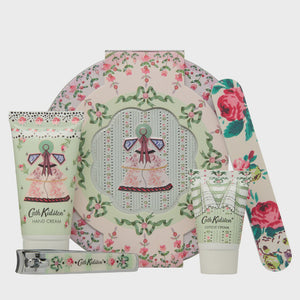 Cath Kidston product set including a hand cream, cuticle cream, and a box with floral and decorative design, Heathcote & Ivory Wild Flowers Manicure Set (HC 30ml, CC 15ml, EB & NC’s)