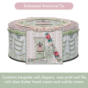 Cath Kidston product set including a hand cream, cuticle cream, and a box with floral and decorative design, Heathcote & Ivory Wild Flowers Manicure Set (HC 30ml, CC 15ml, EB & NC’s)