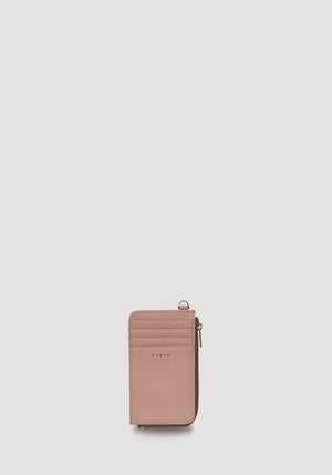 SABEN SS26 Winona Card Holder - Rosewater dusty pink leather zip-around wallet